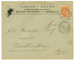 1901 15c MOUCHON Obl. BAT. A VAP. MARSEILLE A PHILIPPEVILLE Sur Env. Pour CONSTANTINE. RARE. TTB. - Autres & Non Classés