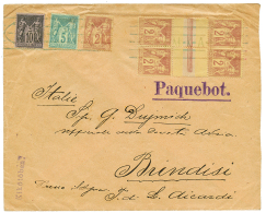 Paquebot HONGROIS : 1898 SAGE 2c(x5) + 5c+ 10c Obl. Cachet Maritime HONGROIS + PAQUEBOT + "KIKÖTÖBEN" Sur Enve - Sonstige & Ohne Zuordnung