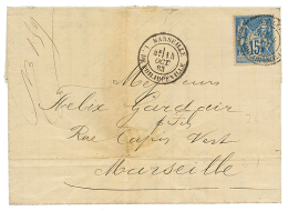 1883 15c SAGE Obl. MARSEILLE L. DE PHILIPPEVILLE Sur Lettre De BONE Pour MARSEILLE. TTB. - Sonstige & Ohne Zuordnung