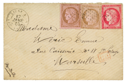 1875 CERES 10c(x2) 2 Nuances Diff. + 80c Obl. ANCRE + LIGNE N PAQ FR Sur Env. Pour MARSEILLE. TB. - Sonstige & Ohne Zuordnung