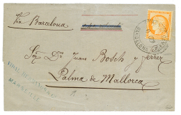 1874 40c(n°38) Obl. ADMON DE CAMBIO BARCELONA Sur Env. De MARSEILLE Via BARCELONNE Pour PALMA DE MALLORCA(ILES BALEA - Other & Unclassified
