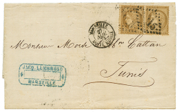 1872 30c CERES(x2) Obl. 5015 + MARSEILLE BOITE MOBILE Sur Lettre De MARSEILLE Pour TUNIS. TTB. - Altri & Non Classificati