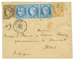 "Affrt à 1F20" : 1872 CERES 25c(x3)+ 15c+ 30c(def) Obl. ANCRE + LIGNE N PAQ FR Pour La BELGIQUE. TB. - Other & Unclassified