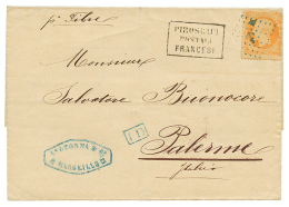 1869 40c(n°23) Obl. ANCRE + PIROSCAFI POSTALI FRANCESI (association Rare) Sur Lettre De MARSEILLE Pour PALERME(SICIL - Sonstige & Ohne Zuordnung
