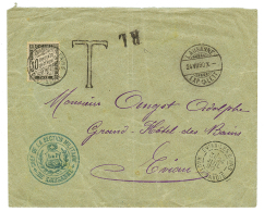 HAUTE SAVOIE - PORT FRONTALIER Taxé : 1890 TAXE 30c Noir Obl. EVIAN Sur Enveloppe De LAUSANNE. TB. - Autres & Non Classés