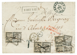 1883 TAXE Noir 10c(x4) + 40c(x4) Obl. Sur Enveloppe De BRUXELLES (BELGIQUE). Rare. TTB. - Autres & Non Classés