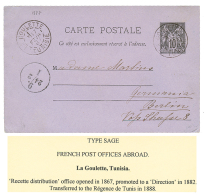 LA GOULETTE TUNISIE : 1887 Entier 10c Sage Obl. LA GOULETTE TUNISIE (type Rare) Pour BERLIN. TTB. - Other & Unclassified