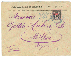 TRIPOLI-VILLE SYRIE : 1900 1p S/ 25c Obl. TRIPOLI-VILLE SYRIE Sur Enveloppe Pour La FRANCE. Superbe. - Other & Unclassified