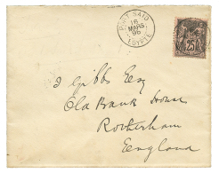 PORT-SAID : 1898 25c SAGE Obl. PORT-SAID EGYPTE Sur Enveloppe Pour L' ANGLETERRE. Superbe. - Autres & Non Classés