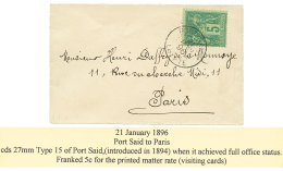 PORT-SAID EGYPTE : 1896 5c Sage Obl. PORT-SAID Sur Enveloppe Pour PARIS. Tarif Des IMPRIMES. TTB. - Altri & Non Classificati