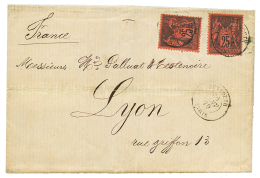 BEYROUTH : 1879 25c Noir S/ Rouge(x2) Obl. BEYROUTH SYRIE Sur Lettre Pour La FRANCE. TB. - Autres & Non Classés