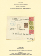 ALEXANDRIE : 1892 25c+ 50c(x2)+ 1F(x2) Obl. ALEXANDRIE EGYPTE Sur DEVANT De Lettre Pour PARIS. Affranchissement Rare &ag - Other & Unclassified