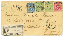 1900 5c(x2) + 15c + 50c SAGE Perforé "A.M" Sur Enveloppe RECOMMANDEE Pour L' URUGUAY. TB. - Andere & Zonder Classificatie