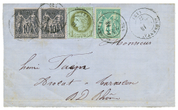 1877 1c CERES + SAGE 4c Vert + 10c(x2) Obl. BARBENTANE Sur DEVANT De Lettre. Combinaison RARE. TTB. - Altri & Non Classificati