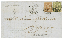 TARIF PRE-UPU Pour Le SALVADOR : 1876 30c + 1F Obl. PARIS Sur Lettre Pour Le SALVADOR. RARE. TTB. - Other & Unclassified