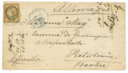 1876 30c CERES Une Dent Courte Obl. Cachet BLEU PARIS(60) Sur Enveloppe Pour La BAVIERE. Superbe. - Altri & Non Classificati