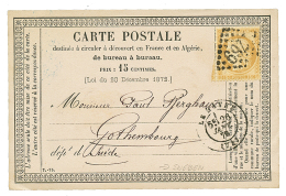 CARTE PRECURSEUR Pour La SUEDE : 1876 15c CERES Obl. GC 1769 + LE HAVRE Sur Carte Precurseur Pour GOTHEMBOURG(SUEDE). Ra - Other & Unclassified