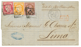 1875 CERES 10c + 40c+ 80c Sur Lettre De BORDEAUX Pour LIMA. Verso, Timbre Du PERU à 10c(déchiré &ag - Other & Unclassified
