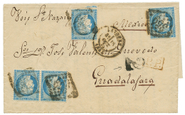 "Tarif à 1F Pour Le MEXIQUE" : 1872 25c CERES(n°60)x4 Sur Lettre De LYON Pour GUADALARARA(MEXIQUE). TTB. - Autres & Non Classés