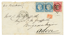 1872 80c EMPIRE(n°32) + Paire 25c CERES(n°60) Sur Env. De BOULOGNE SUR MER Pour ADEN(YEMEN). TB. - Autres & Non Classés