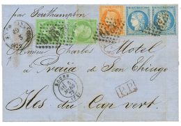 Destination ILES Du CAP VERT : 1872 5c(n°20)x2 + 40c(n°31)+ Paire 25c CERES(n°60) Sur Lettre De ROUEN Pour " - Sonstige & Ohne Zuordnung