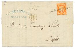 1876 40c SIEGE(n°38) Obl. COI POSTALI FRANCESI Sur Lettre Pour NAPLES(ITALIE). Superbe. - Other & Unclassified