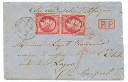 "Double Port Pour LAGOS" : 1864 Paire 80c Pd Obl. GC 2429 + T.15 MONTAUBAN Sur Enveloppe(pd) Avec Texte Complet (8 Pages - Autres & Non Classés