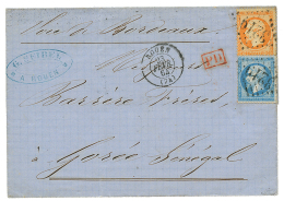 1864 20c(n°22) + 40c(n°23) Obl. GC 3219 + T.15 ROUEN Sur Lettre Pour GOREE SENEGAL. Superbe. - Otros & Sin Clasificación