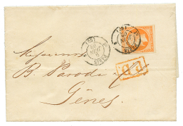 1862 40c(n°16) TTB Margé Obl. Par Cachet à Date T.15 PARIS (rare Sur Timbre) Sur Lettre Pour L'ITALIE. - Other & Unclassified