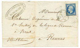1855 20c(n°14) TTB Obl. Roulette D' ETOILES + PARIS 12 Sur Lettre Pour RENNES. Superbe. - Autres & Non Classés