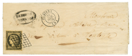 ARIEGE : 1849 20c Noir(n°3) TTB Margé Obl. Grille + T.15 PAMIERS Sur Lettre Pour TOULOUSE. TTB. - Sonstige & Ohne Zuordnung