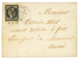 CORSE - Oblitérartion Du 5 JANVIER 1849 : 20c Noir(n°3) Petit Bord De Feuille, Coin Inférieur Droit To - Other & Unclassified