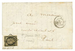 "Cachet Du 1 JANVIER 1849" : 20c Noirn(pd) Obl. Grille + T.15 MARSEILLE 1 JANVIER 49 Apposé Par Erreur(49 Au Lieu - Other & Unclassified