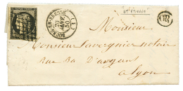 AIN : 1850 20c Noir(n°3) TB Margé Obl. Grille + T.15 BOURG-EN-BRESSE + OR Sur Lettre Avec Texte Daté " - Other & Unclassified