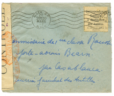 1942 Vignette CORRESPONDANCE FAMILIALE A DESTINATION DES ANTILLES Obl. ALGER Sur Env. CENSUREE Pour Le PORTE-AVION BEARN - Otros & Sin Clasificación