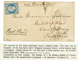 "BRIGADE FRANCAISE EN GRECE" : 1854 20c(n°14) Obl. BEG (peu Lisible) + BRIGADE FRANCAISE EN GRECE 1 Sept 54 (frappe - Andere & Zonder Classificatie