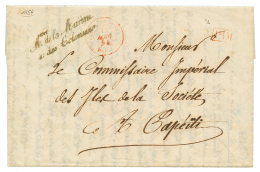 1854 Cachet De Franchise Mre De La MARINE ET DES COLONIES + PD Rouge Sur Lettre Pour TAHITI. Verso, BUREAU MARITIME LE H - Altri & Non Classificati