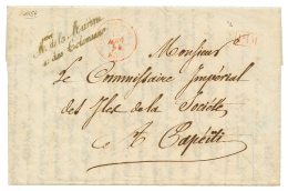 1854 Cachet De Franchise Mre De La MARINE ET DES COLONIES + PD Rouge Sur Lettre Pour TAHITI. Verso, BUREAU MARITIME LE H - Autres & Non Classés