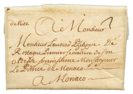 1733 "DE NICE" Manuscrit Sur Lettre Pour MONACO. Superbe. - Altri & Non Classificati