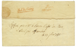 1811 French Cachet DEB.de.PARME In Red + "REFUSE ... La Lettre N'étant Pas Affranchie" Manuscript On Entire Lette - Sonstige & Ohne Zuordnung