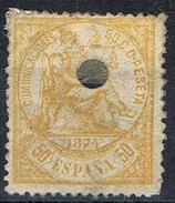 Sello 50 Pts Alegoria Justicia 1874, Perforado Telegrafico, Edifil Num 149T º - Gebraucht