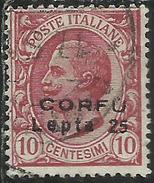 CORFU´ 1923 SOPRASTAMPATO D´ITALIA ITALY OVERPRINTED SURCHARGE 25 LEPTA SU 10 CENT. USED - Corfu