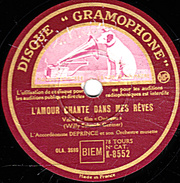 78 T. - 25 Cm - état B -  DEPRINCE Accordéon - L'AMOUR CHANTE DANS MES RÊVES - VIENS DEMAIN - 78 T - Disques Pour Gramophone