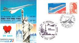 Lettre Enveloppe  Philatélique Concorde 10 ème Anniversaire  1987 Air France - 1960-.... Lettres & Documents