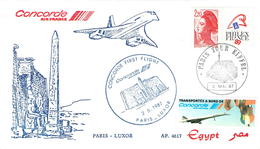 Lettre Enveloppe Philatélique Concorde Paris Luxor 02..05.1987     Air France - 1960-.... Lettres & Documents