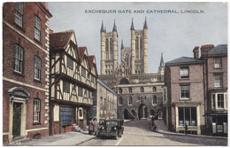 Exchequer Gate And Cathedral Lincoln - Dated 1948 - Valentine's - Lincoln