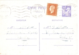 3805 DIEPPE Seine Inf Carte Postale Entier Iris 1,20 F Yv 651 CP1 + Dulac 30 C  Yv 683 Ob 1945 - Storia Postale