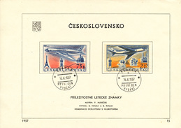 Czechoslovakia / First Day Sheet (1957/15) Praha 3 (c): Czech. Airlines (Prague, Paris, Moscow, Cairo, Beirut, Damascus) - Aegyptologie
