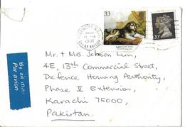 Great Britain Airmail 1991 A Rough Dog 33p  Queen Elizabeth II To Pakistan - Brieven En Documenten
