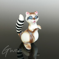 Miniature Ancienne Raton Laveur 5cm Animal Figurine Porcelaine Biscuit Japon 1960 - Animales